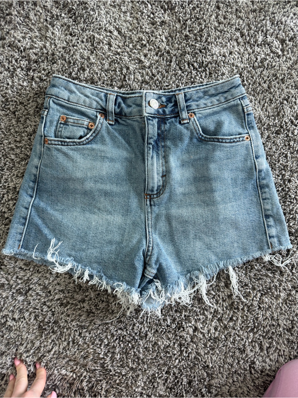 Topshop Light Blue Distressed Denim Jean Shorts